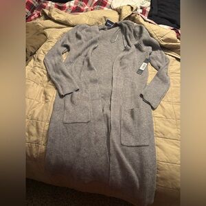 Women’s size medium Cyrus long heather cray cardigan/ sweater
